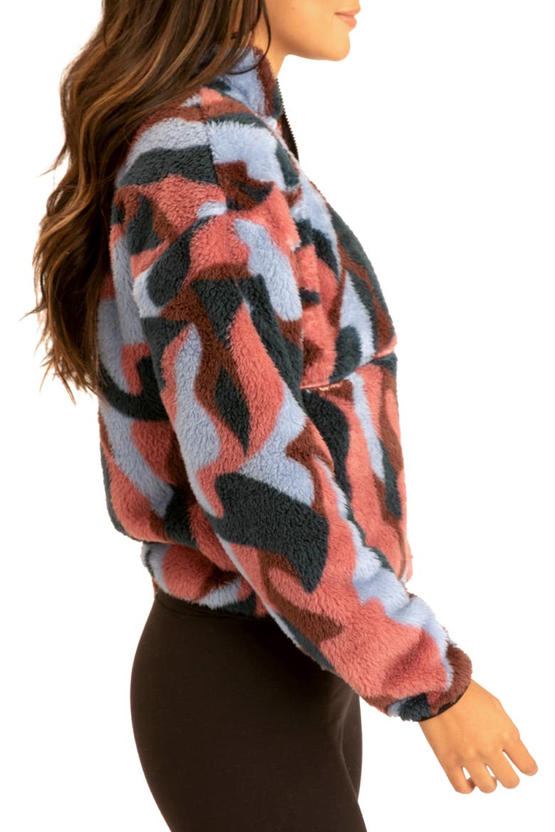Katya Camo Half Zip Fleece Jacket, Alternate, color, PRAWN MULTI