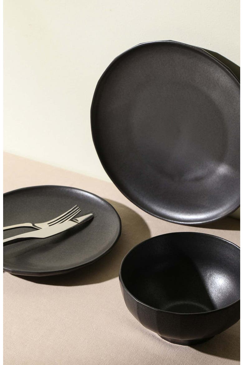 Rio Stoneware 12-Piece Dinnerware Set, Alternate, color, Black
