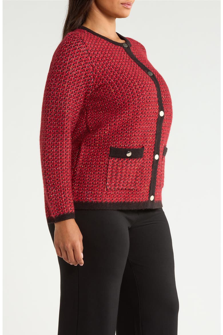 Boucl Knit Cardigan, Alternate, color, TITIAN RED MULTI