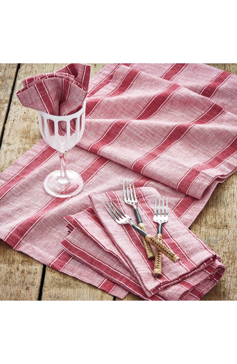 tag Red & White Stripe Napkin Set/4 Red Multi Cotton Summer, Alternate, color, Red