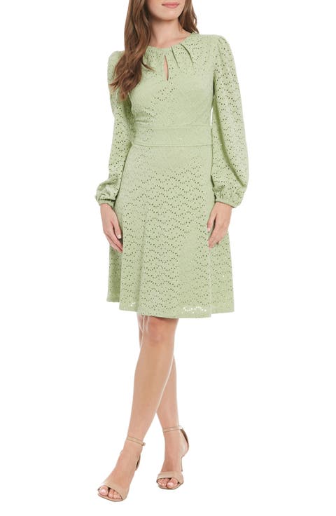 Eyelet Long Sleeve Dress