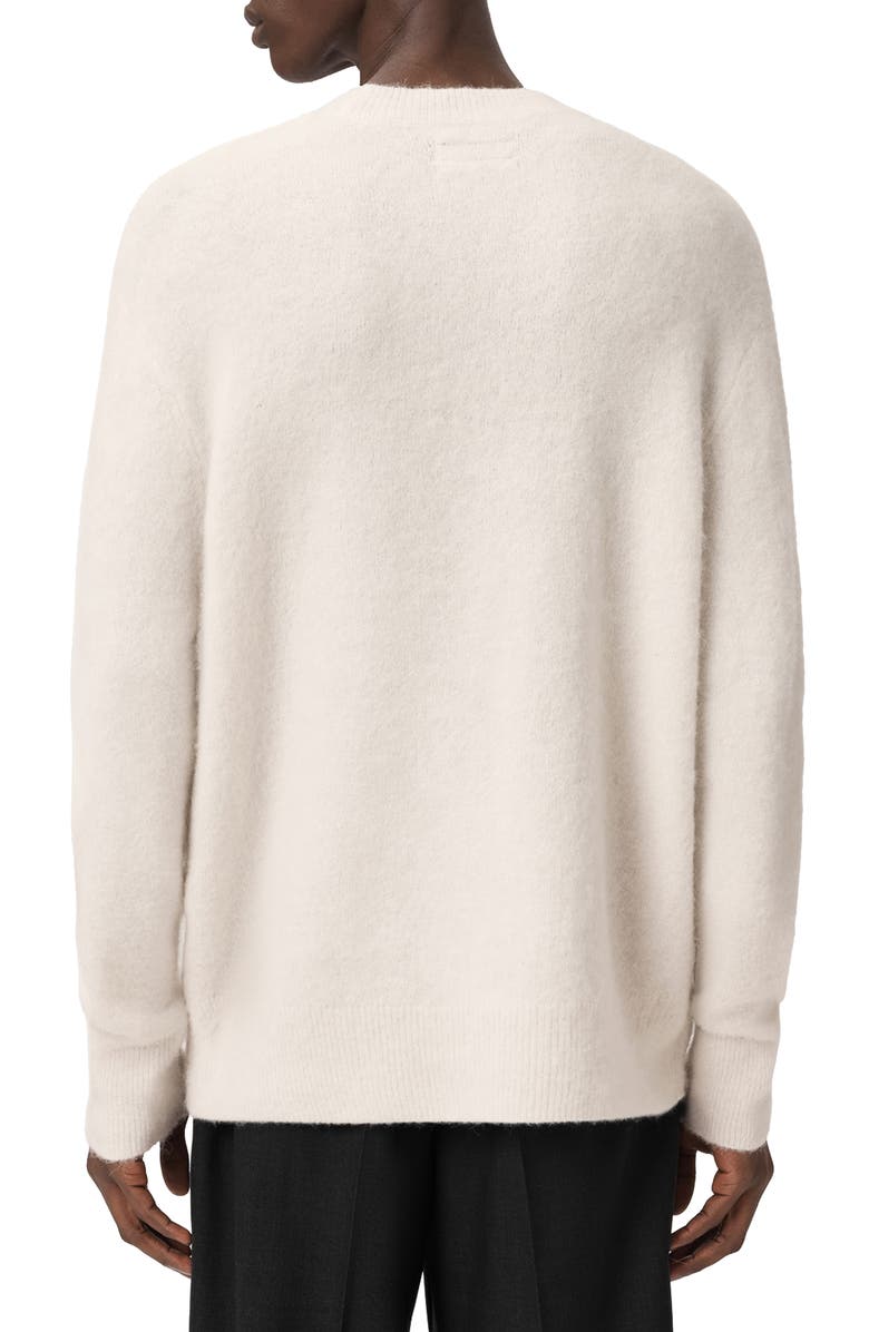 AllSaints Ridges Logo Sweater, Alternate, color, Ecru White/ Black
