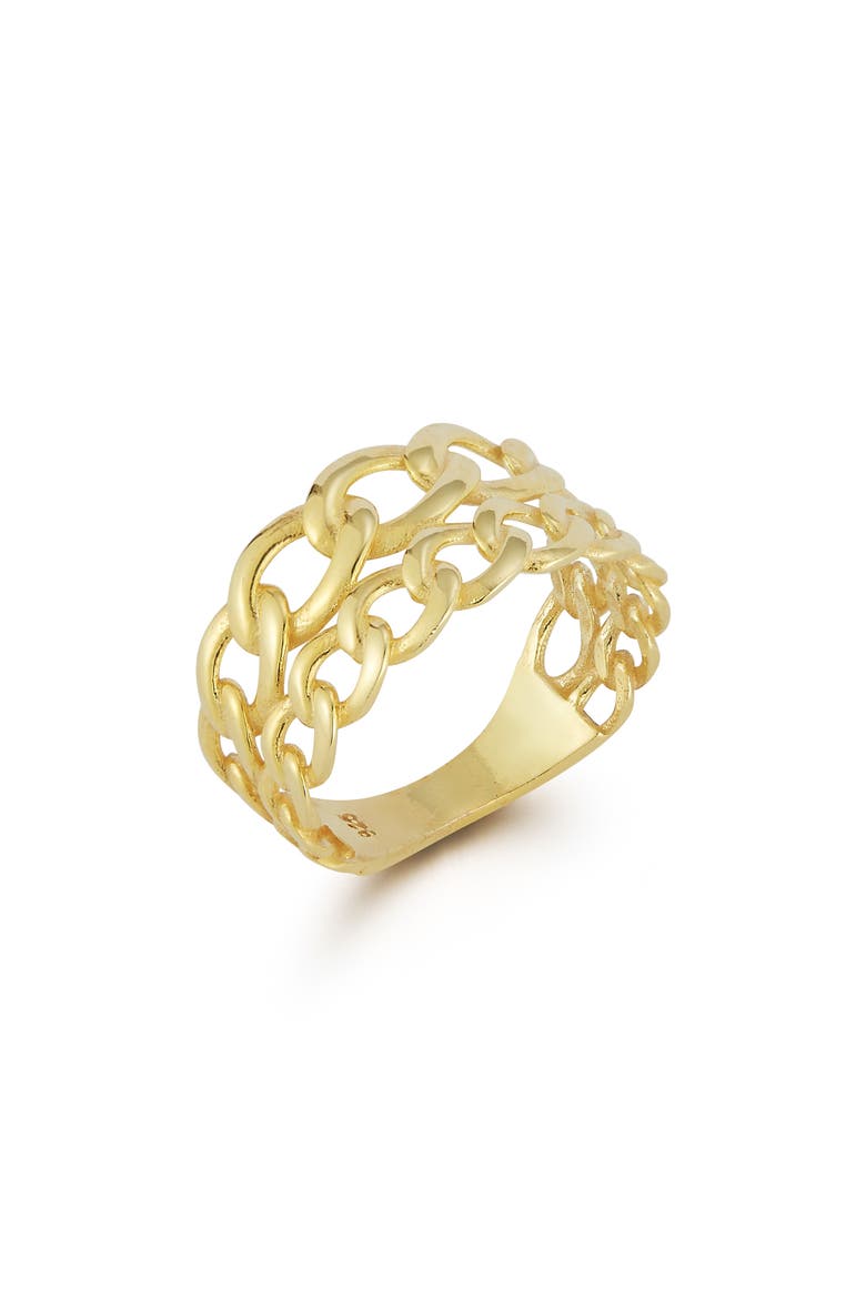 14K Gold Plated Sterling Silver Curb Chain Ring, Alternate, color, GOLD