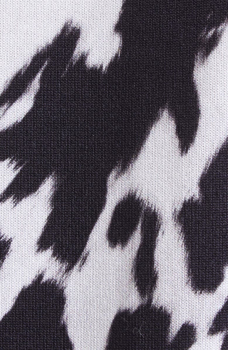 Oscar de la Renta Cow Print Cotton Blend Shell, Alternate, color, Black/ Ivory