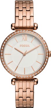 Fossil Tillie Three Hand Quartz CZ Bezel Bracelet Watch, 36mm