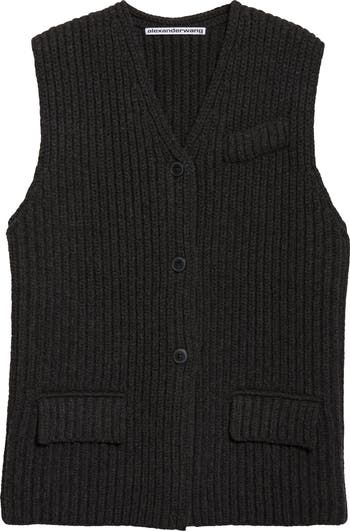 Alexander Wang Oversize Rib Wool Button-Up Sweater Vest Nordstrom
