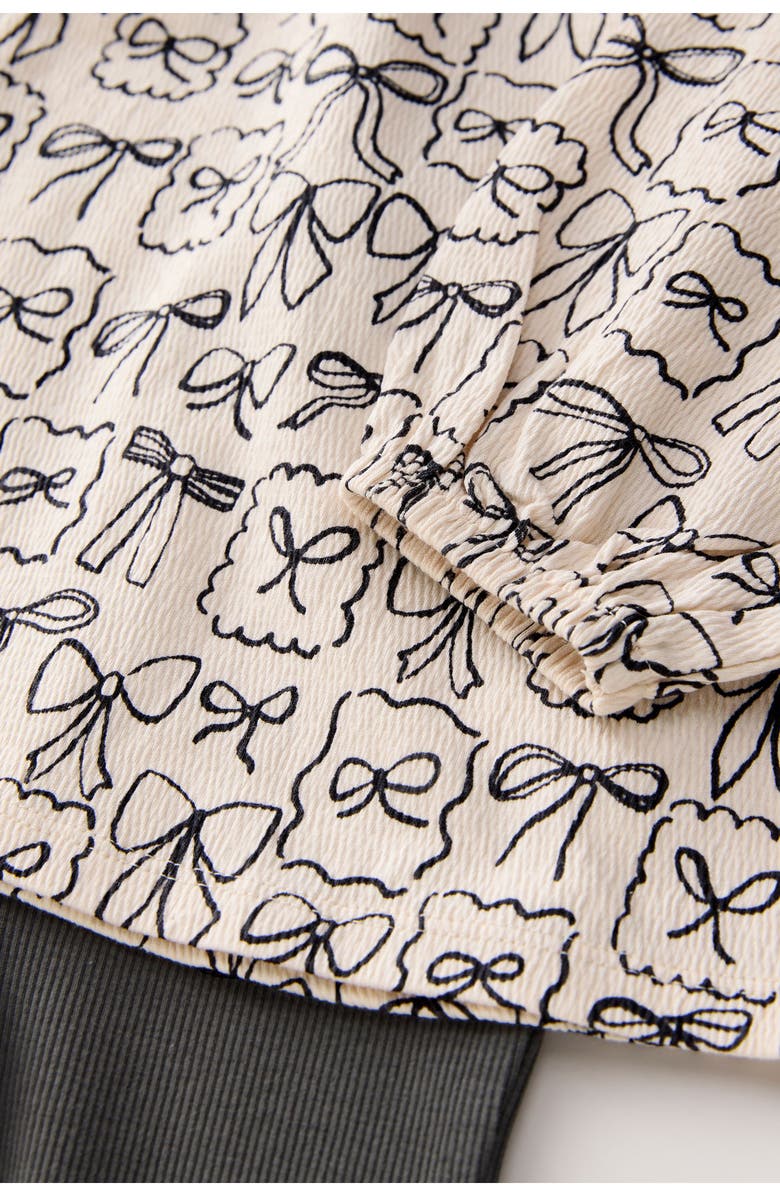 NEXT Kids' Bow Print Top & Flare Leggings Set, Alternate, color, Neutral