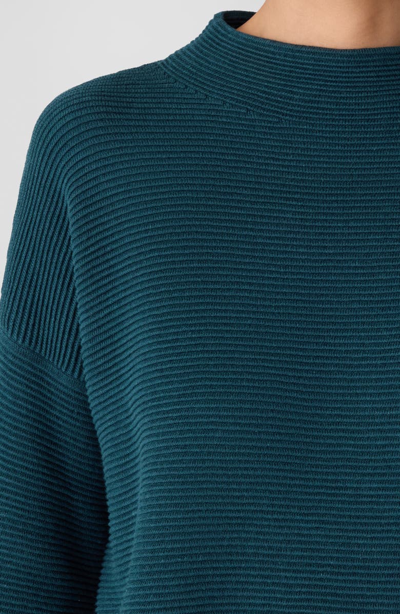 Eileen Fisher Funnel Neck Organic Cotton Blend Sweater, Alternate, color, Alpine