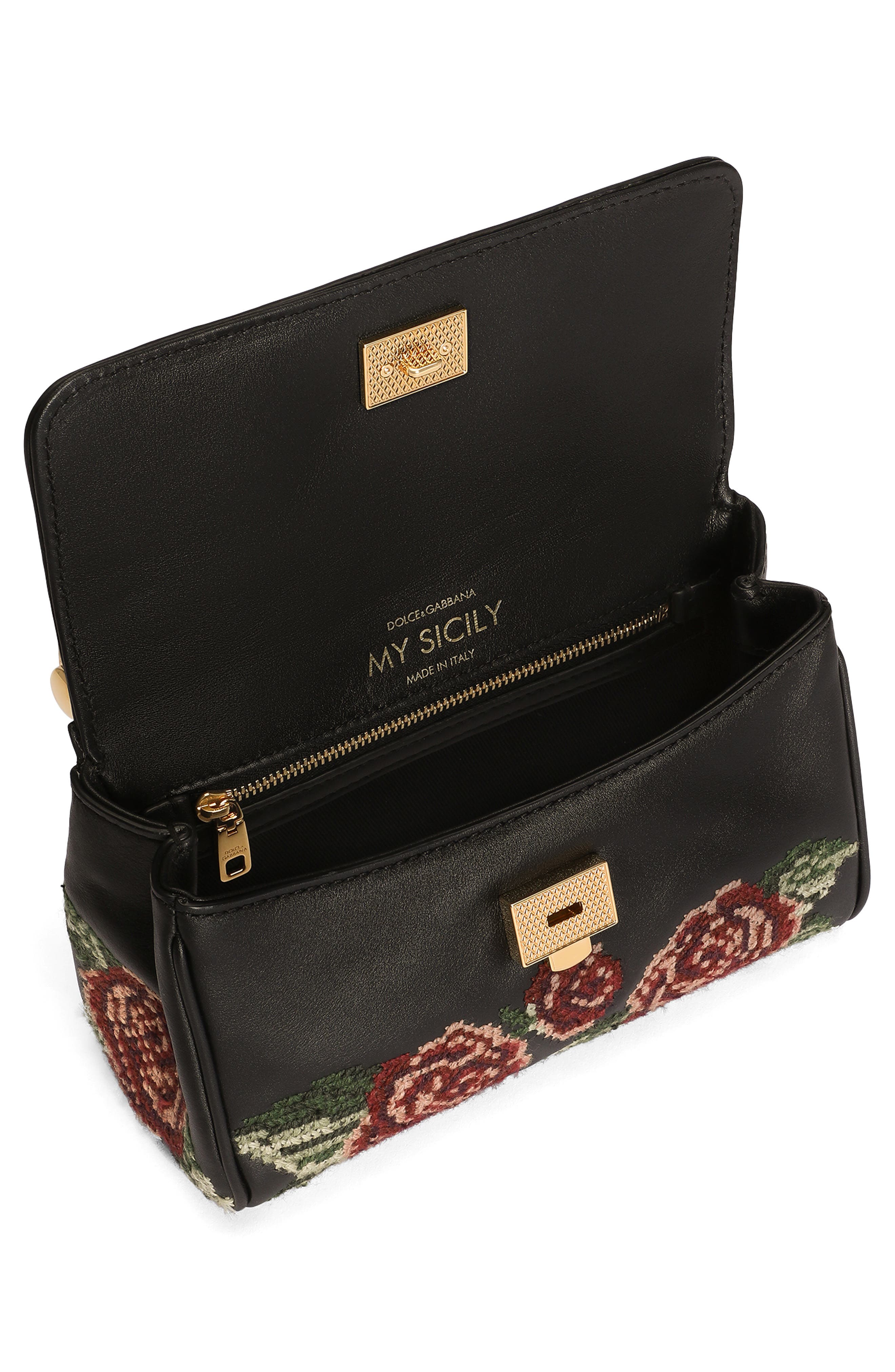 Needlepoint Small Sicily Leather Handbag, Alternate, color, MULTICOLOR 1