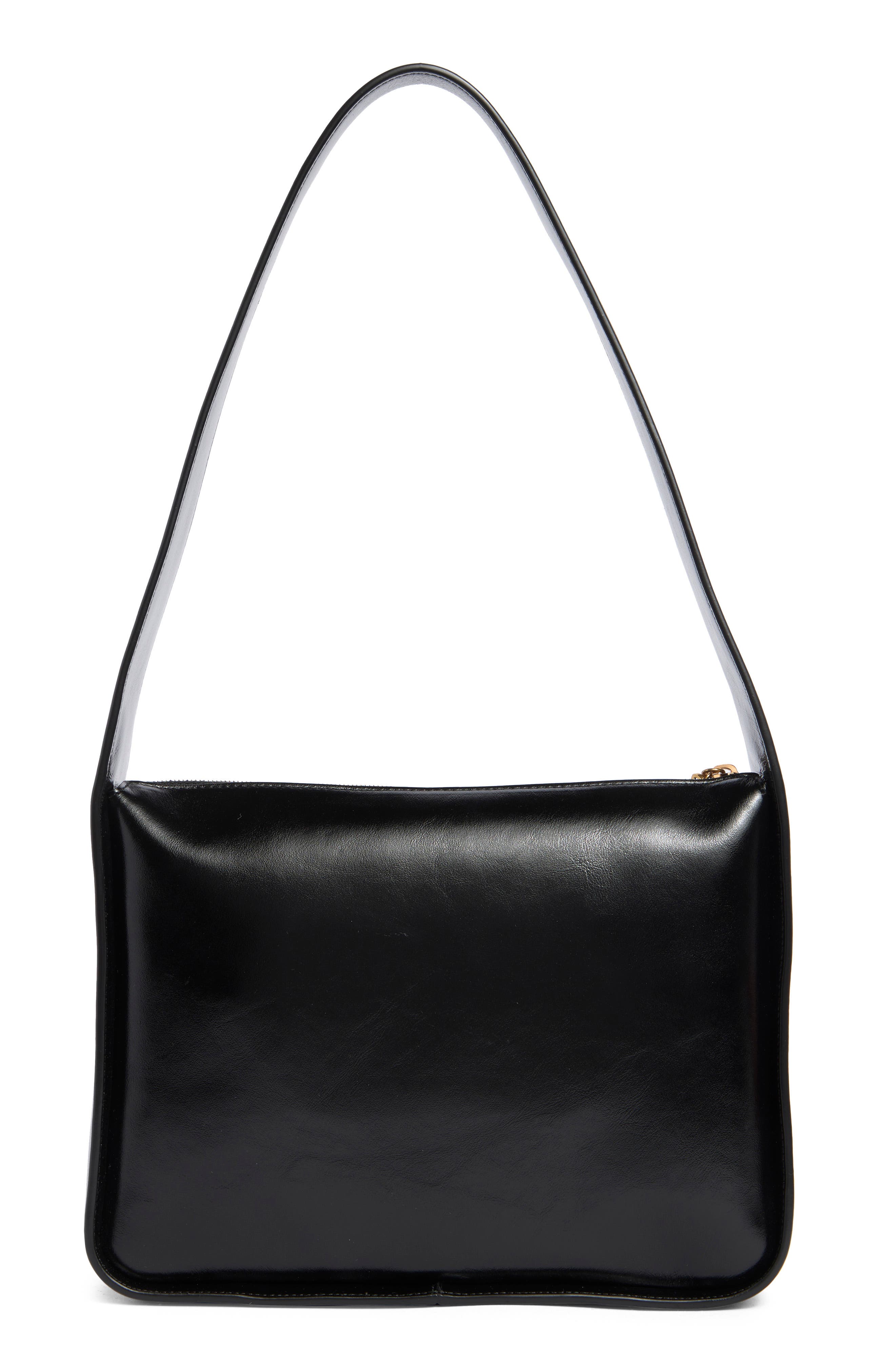 Khaite Lori Squared Leather Shoulder Bag, Alternate, color, 200 Black