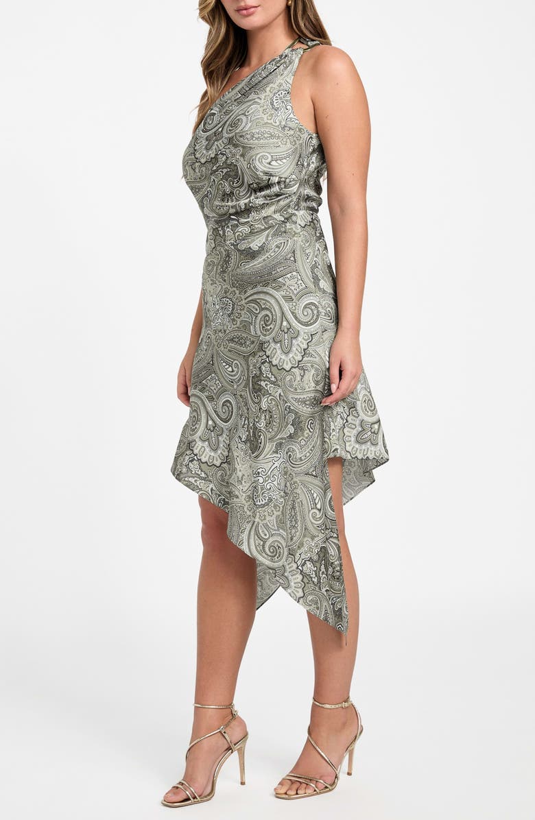 Marciano Treasure Paisley One-Shoulder Asymmetric Hem Dress, Alternate, color, Paisley Taupe Combo