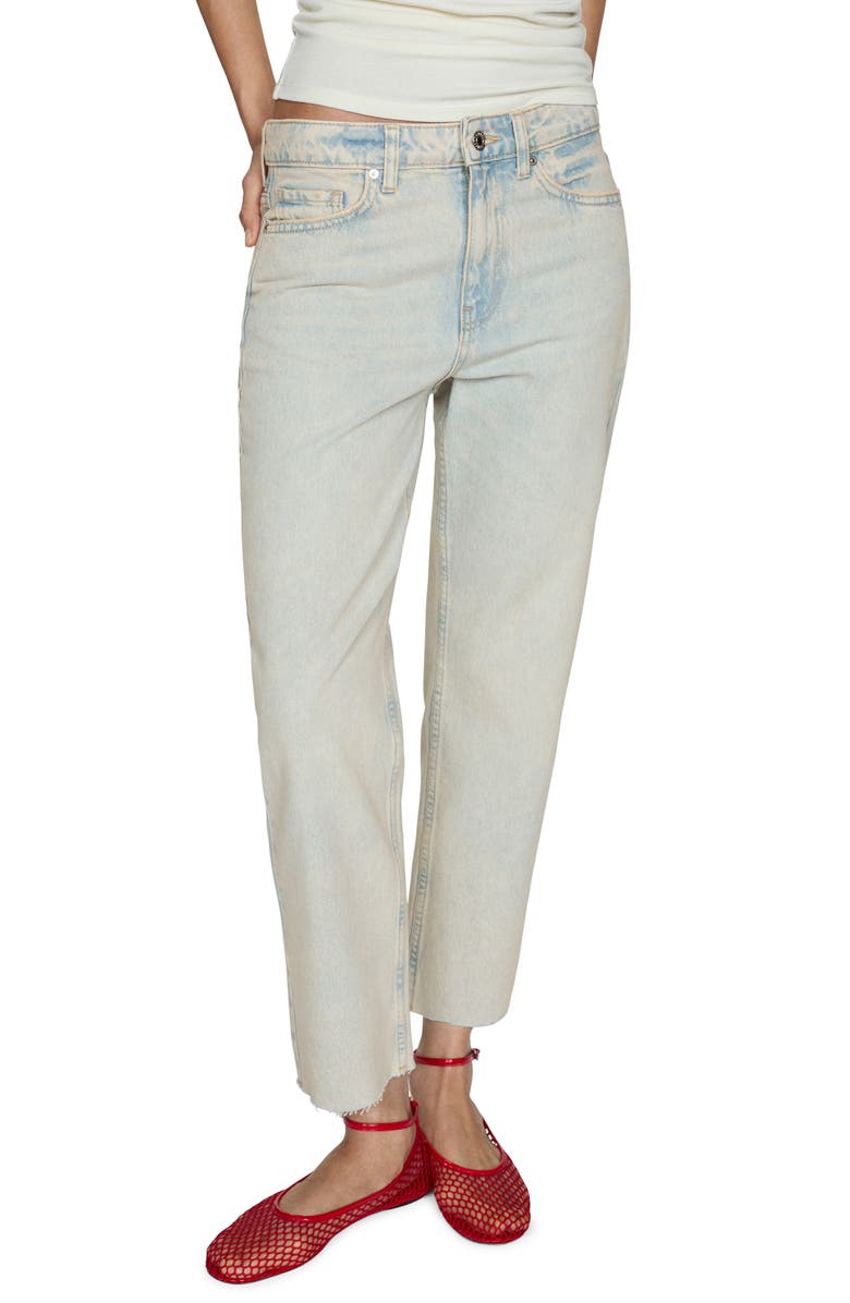 MANGO Raw Hem Crop Straight Leg Jeans, Main, color,
