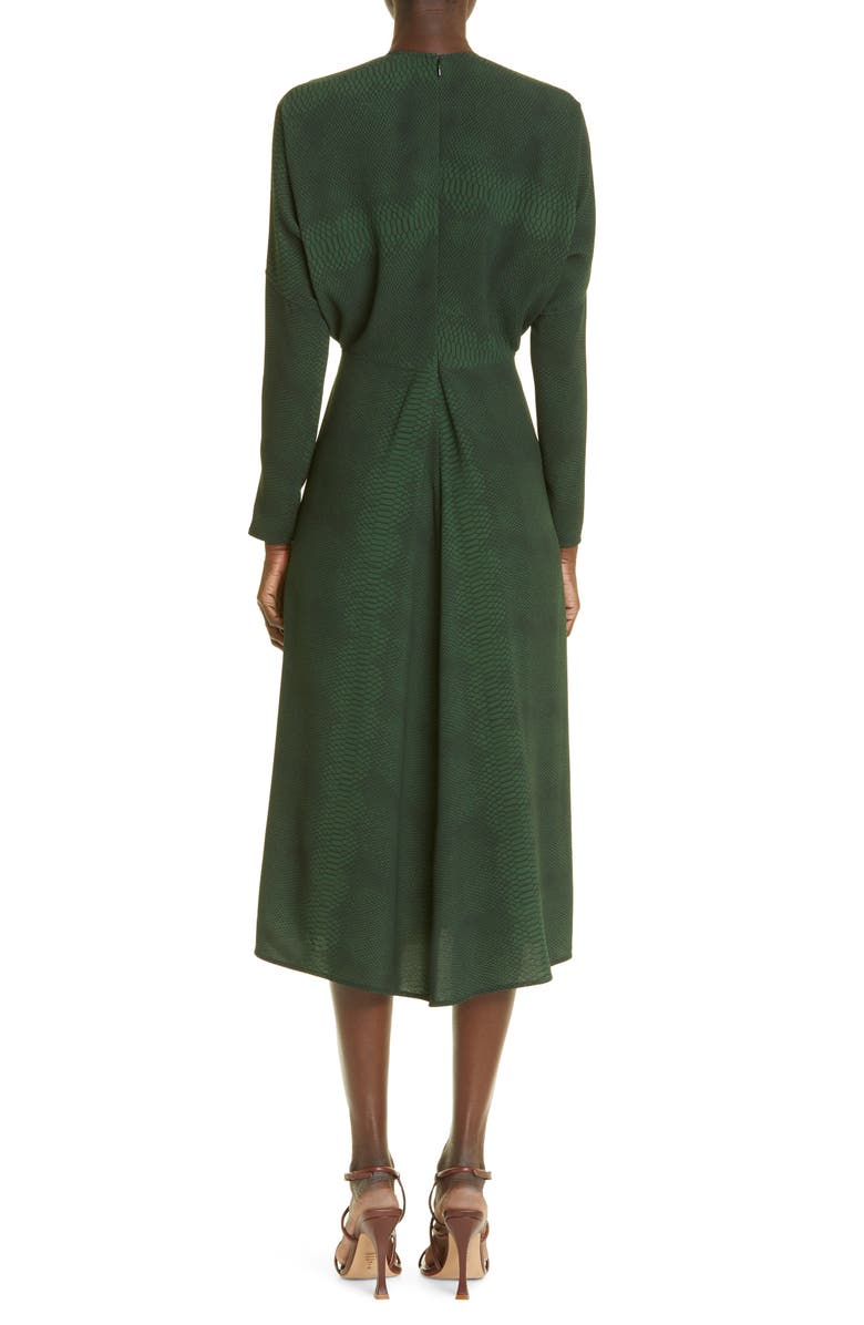 Victoria Beckham Snakeskin Print Long Sleeve Cady Midi Dress, Alternate, color, 