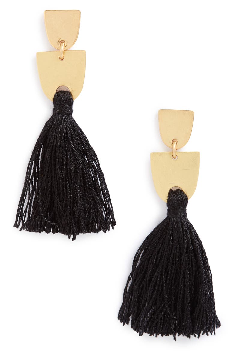 Tassel Earrings, Main, color, TRUE BLACK