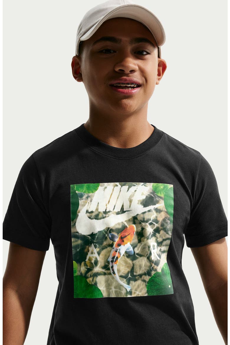 Kids' Koi Pond Cotton Graphic T-Shirt, Alternate, color, BLACK