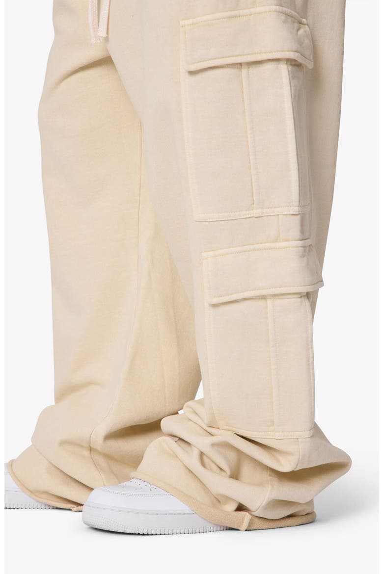 Ultra Baggy Cotton Flece Cargo Sweatpants, Alternate, color, OFF WHITE