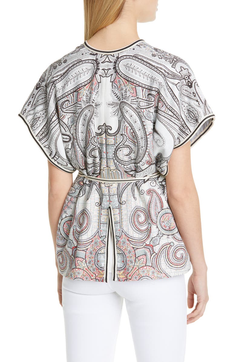 Etro Belted Reversible Cap Sleeve Jacket, Alternate, color, 