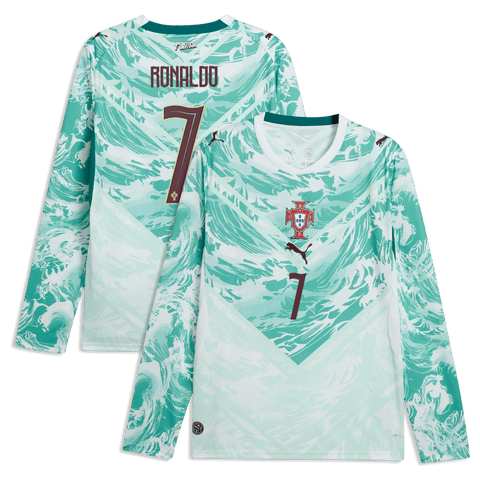 Men's Puma Cristiano Ronaldo White Portugal National Team 2026 Away Replica Long Sleeve Jersey
