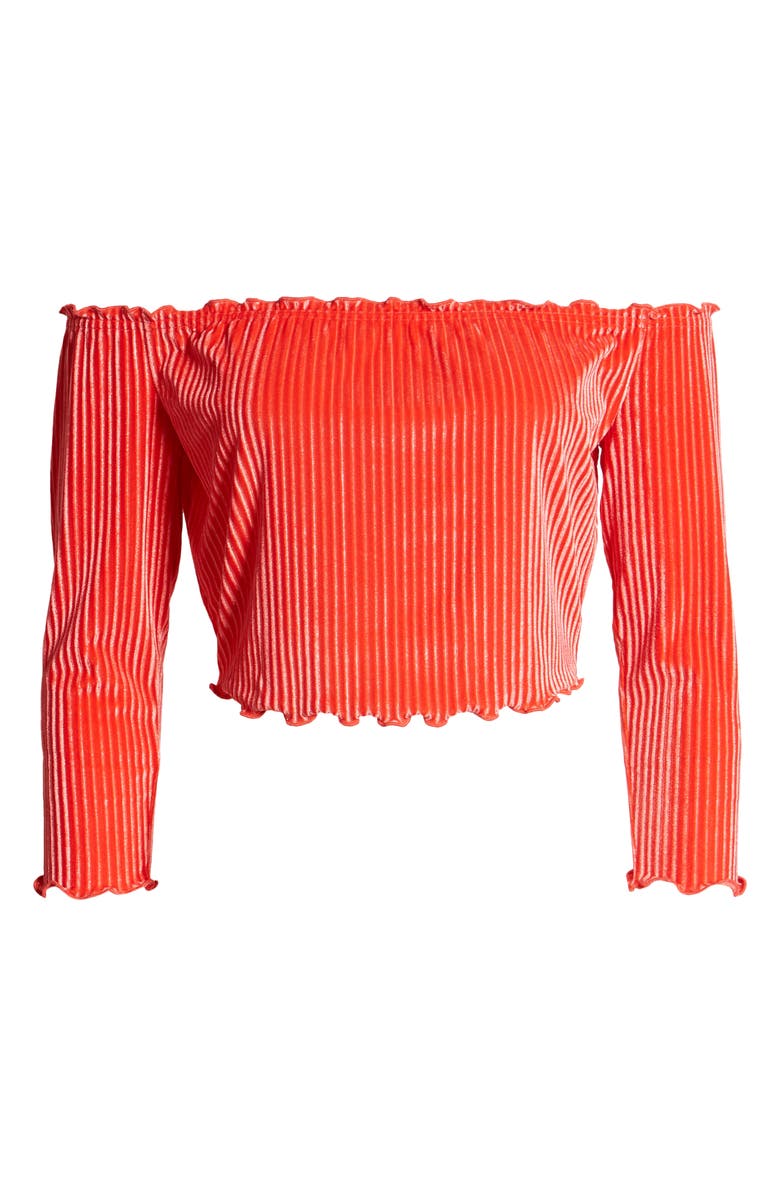 Leith Off the Shoulder Velour Crop Top, Alternate, color, 
