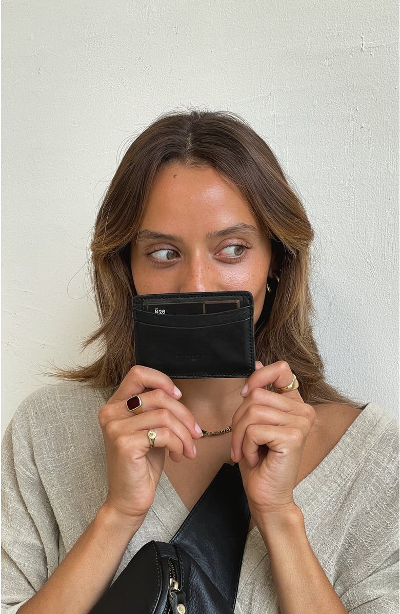 Mandrn Leather Cardholder, Alternate, color, Black