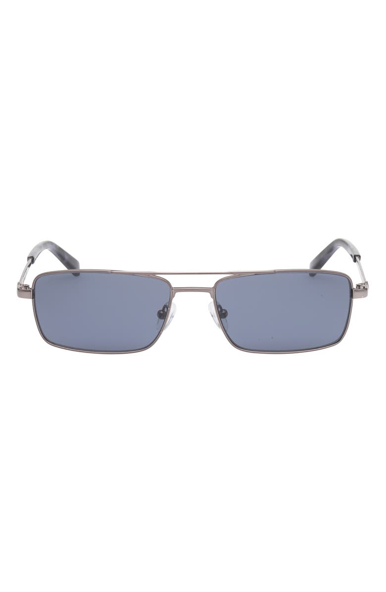 ABERCROMBIE & FITCH 57mm Square Sunglasses, Main, color, Shiny Dark Nickeltin / Smoke