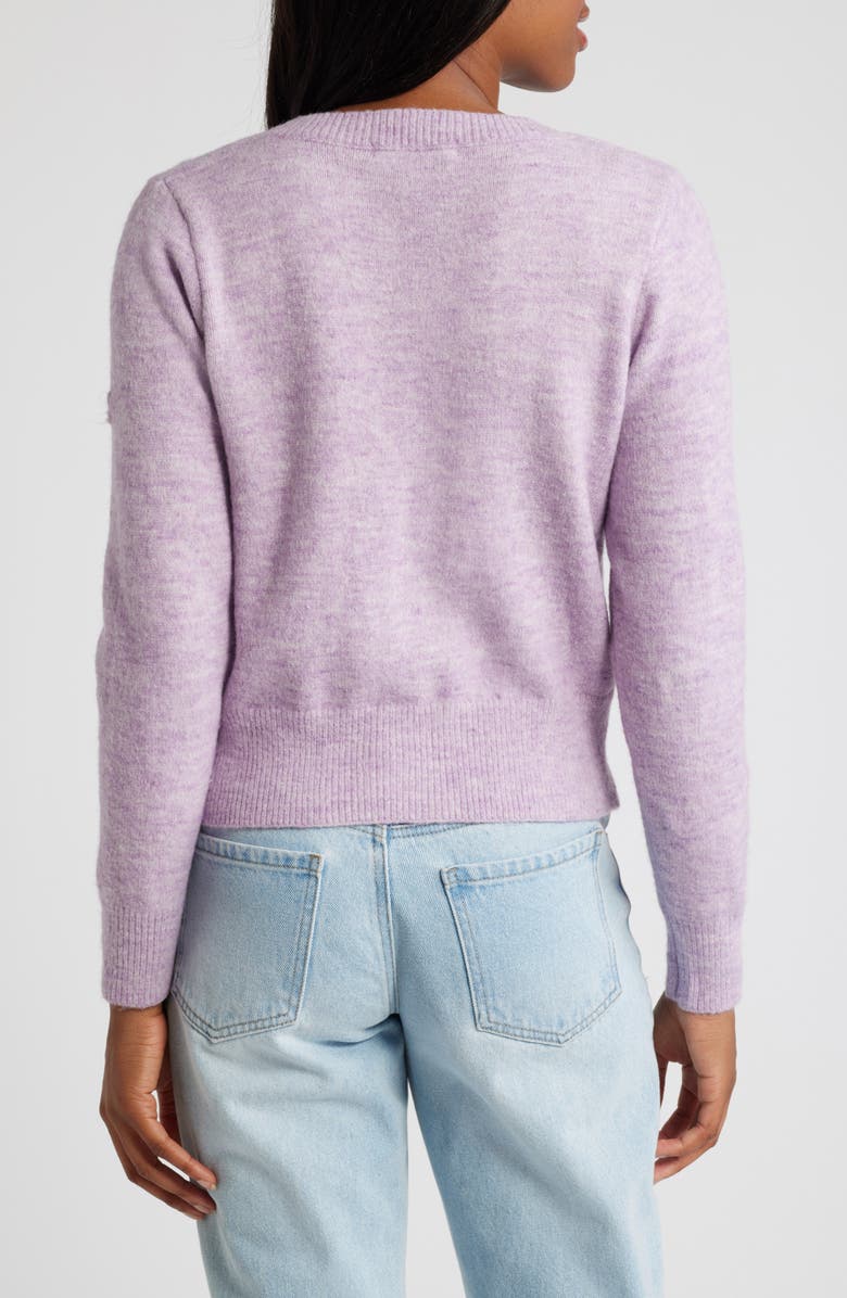 All in Favor Embroidered Flower Cardigan, Alternate, color, Lilac