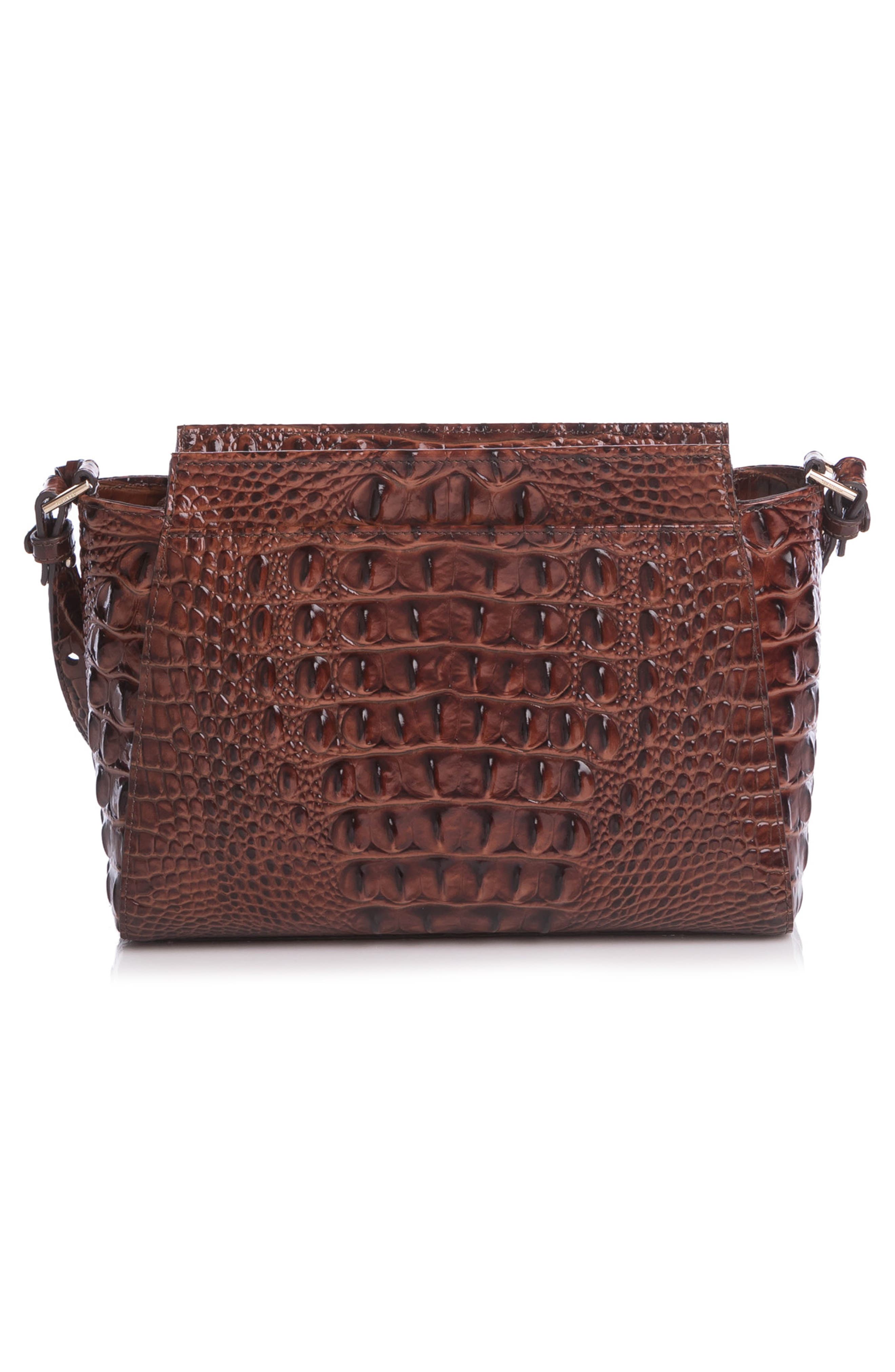 Hillary Croc Embossed Leather Crossbody Bag, Alternate, color, PECAN