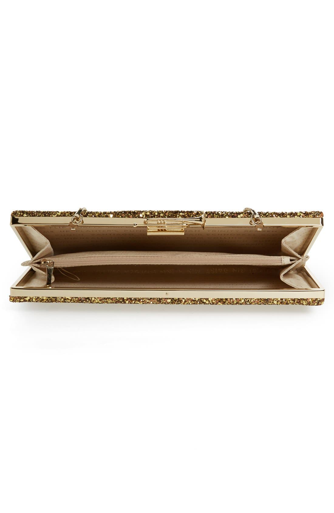 'smoke and mirrors - lyric' glitter box clutch, Alternate, color, ANTIQUE GOLD