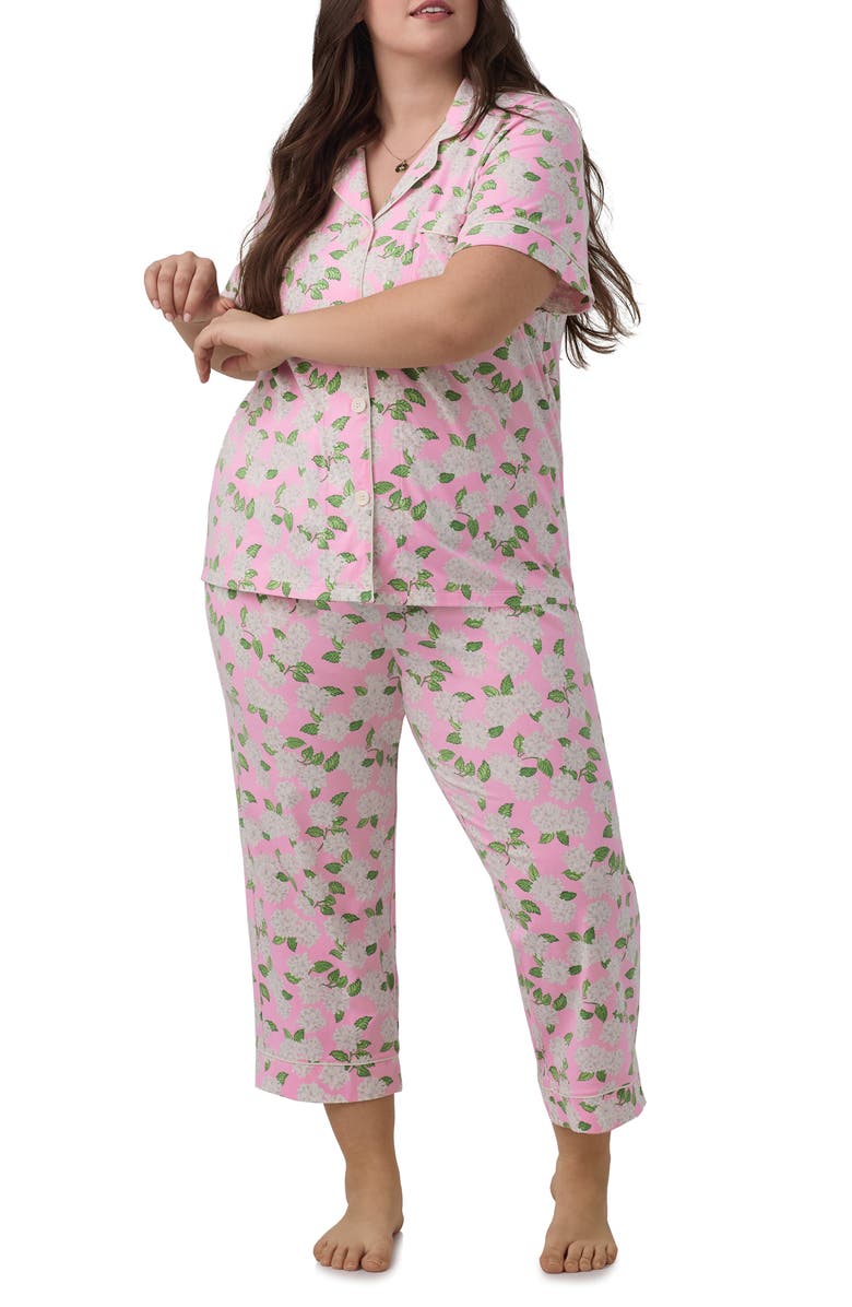 BedHead Pajamas Print Stretch Organic Cotton Jersey Crop Pajamas, Alternate, color, 