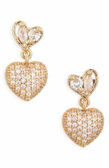NORDSTROM RACK Cubic Zirconia Heart Drop Earrings