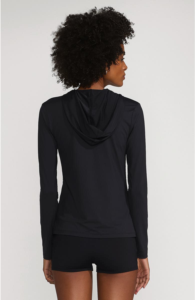 Lands' End SunShade UPF 50 Hooded Zip Front Rash Guard, Alternate, color, Black