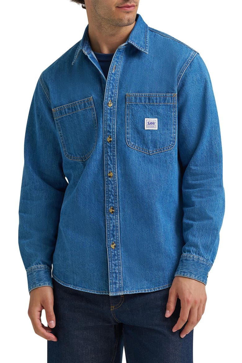 91-J Worker Long Sleeve Button Up Shirt, Main, color, TRADEWINDS