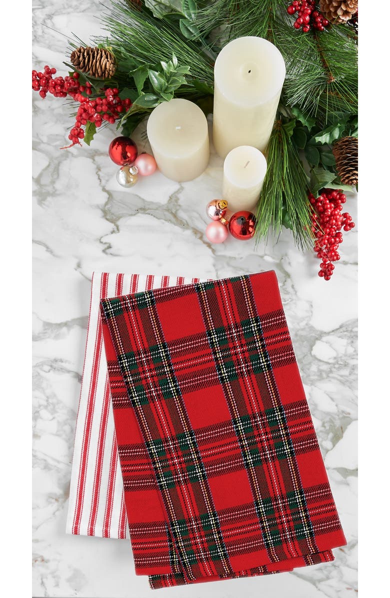C&F Home 27" x 18" Arlington Plaid Lodge Cabin Everyday Holiday Christmas Woven Cotton Dish Kitchen Towel Decor Decoration, Alternate, color, Red