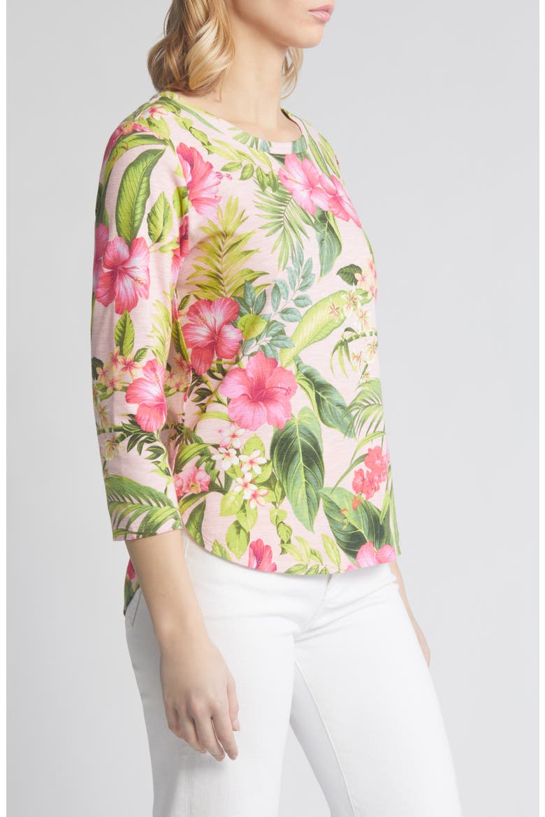 Ashby Isles Grand Villa Floral Cotton Top, Alternate, color, MALIBU PEACH
