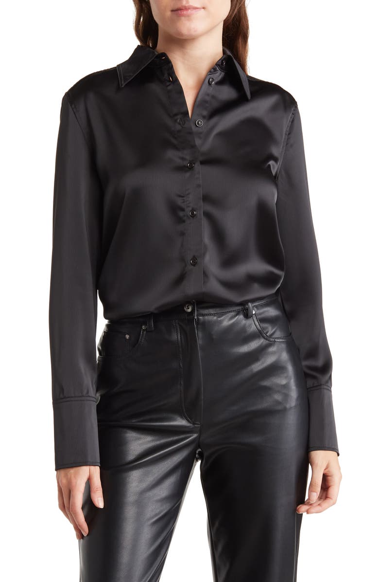 EVER AFTER Satin Long Sleeve Blouse, Main, color,