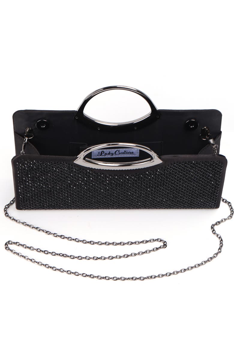 LADY COUTURE Tango Rhinestone Satin Clutch, Alternate, color, Black