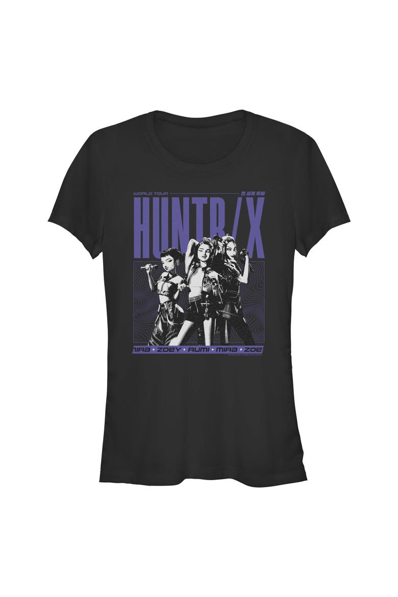 Junior's KPop Demon Hunters Huntrix World Tour  Graphic T-Shirt, Main, color, Black