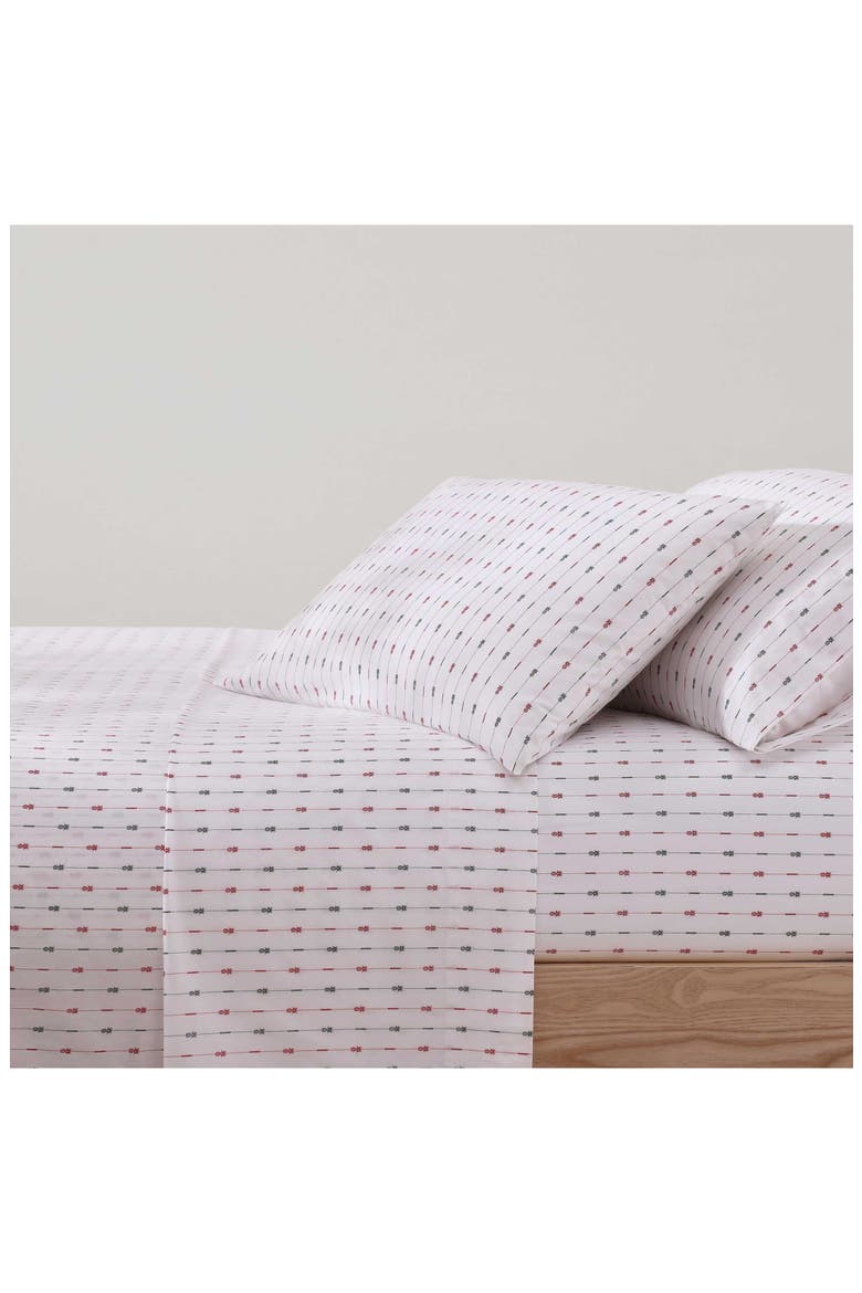 Pineapple Pinestripe Cotton Sateen Sheet Set, Alternate, color, WHITE MULTI