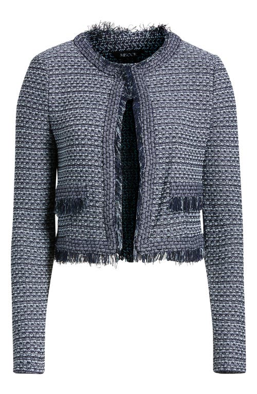 Misook X Lani Lynn Fringe Trim Tweed Jacket In Multi