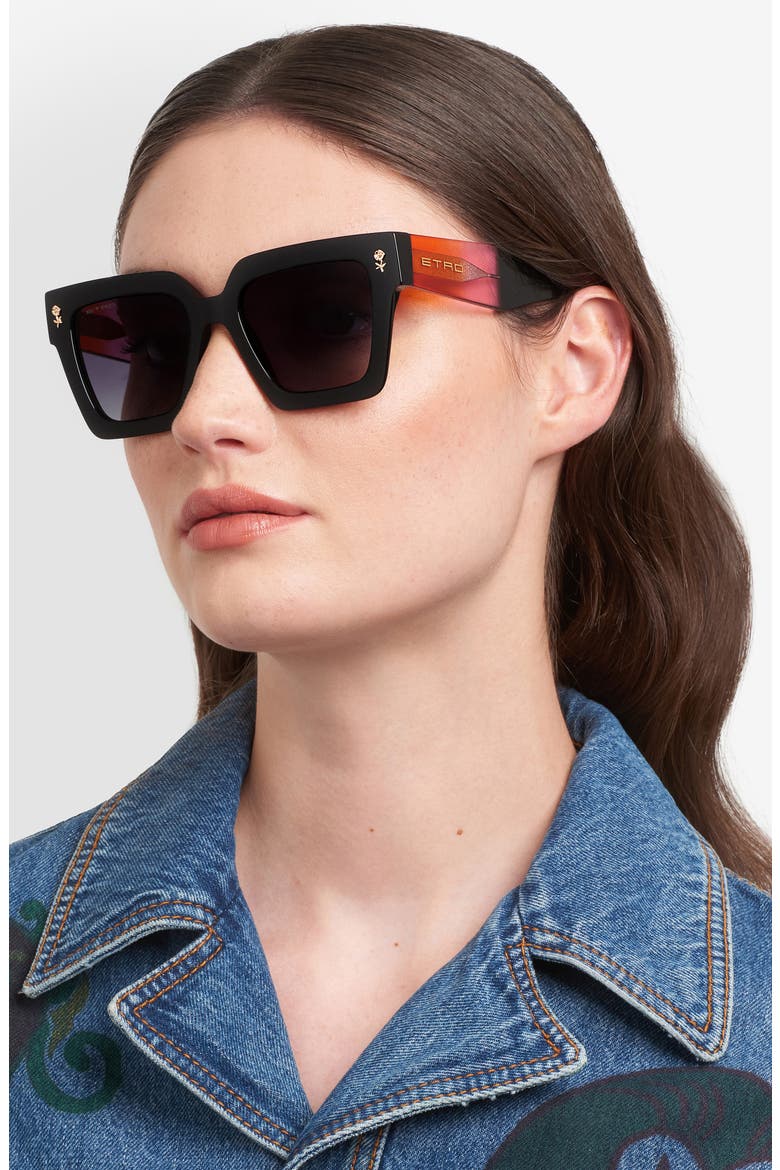 52mm Square Sunglasses, Alternate, color, BLACK MULTI