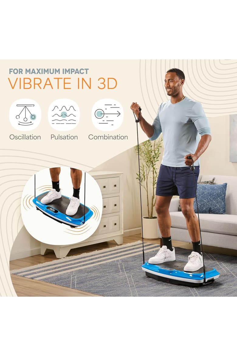 Turbo 3D Vibration Plate Exercise Machine with Magnetic Acupoints, Alternate, color, Blue