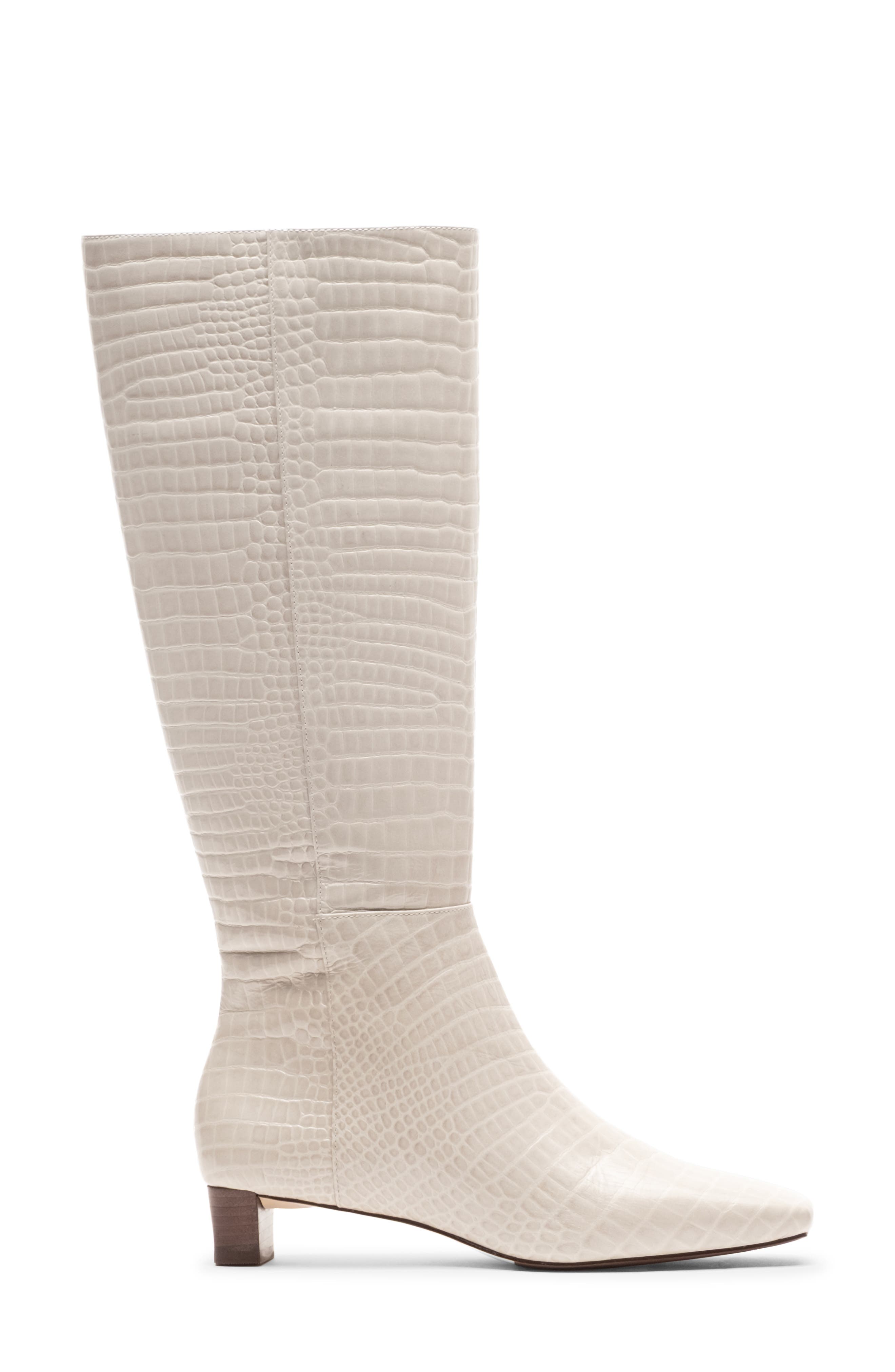 Mackie Croc Embossed Leather Knee High Boot, Alternate, color, OYSTER