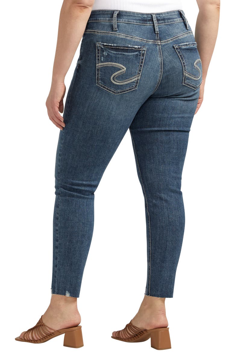 Silver Jeans Co. Suki Curvy Raw Hem Mid Rise Skinny Jeans, Alternate, color,