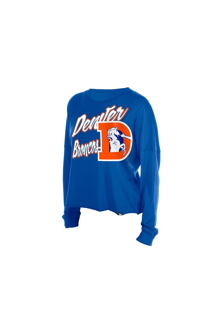 Women's New Era  Royal Denver Broncos Cropped Oversized Long Sleeve T-Shirt, Alternate, color, Royal