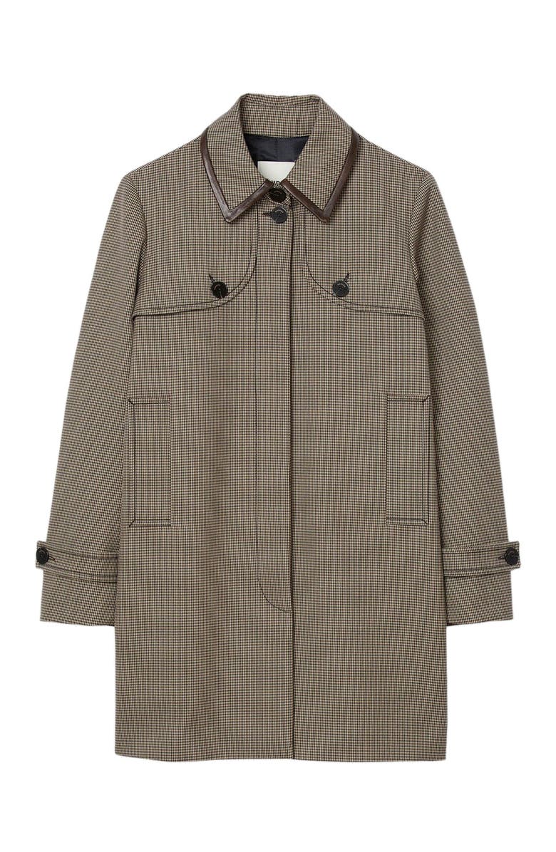 SANDRO Houndstooth trench, Alternate, color, Brown / Beige