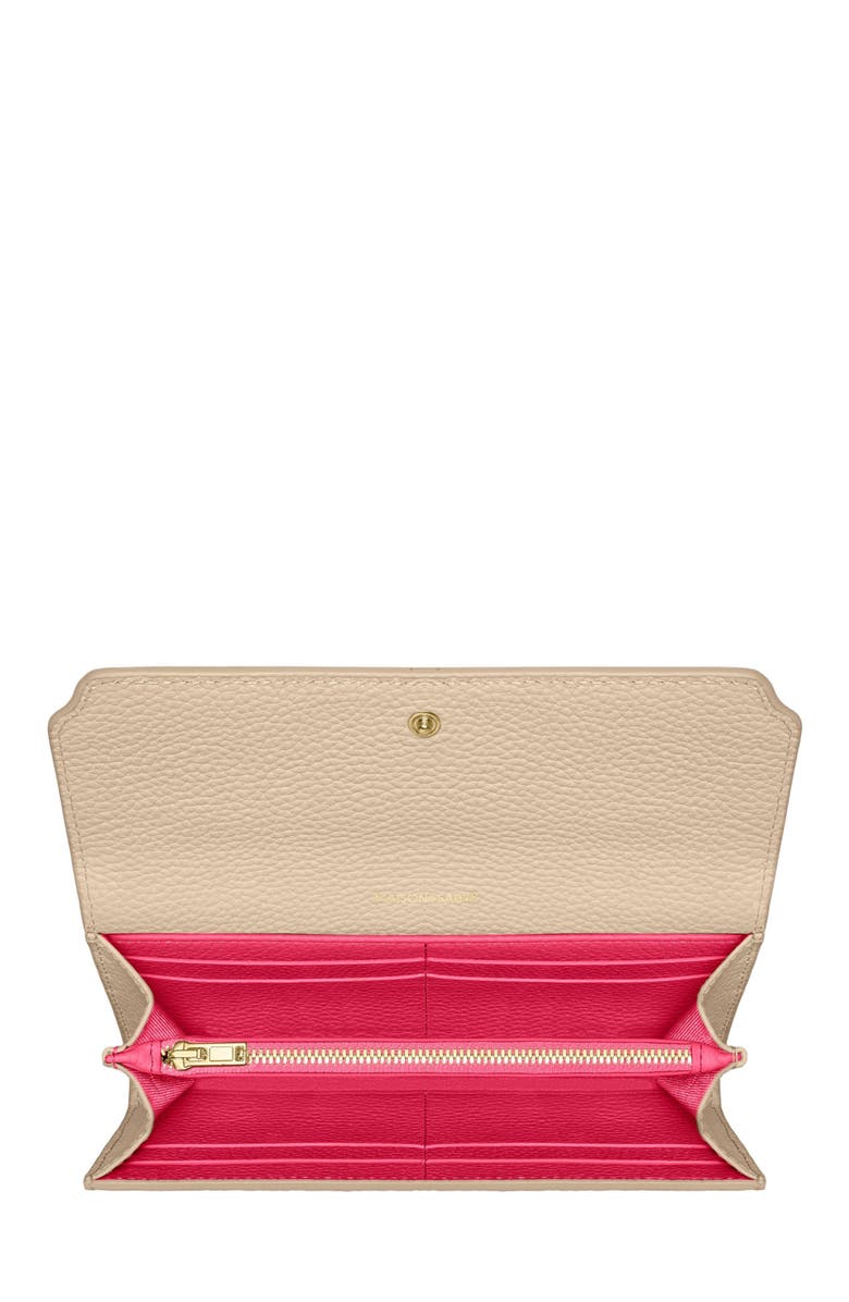MAISON de SABRÉ Long Leather Flap Wallet, Alternate, color, Saharan Fuchsia