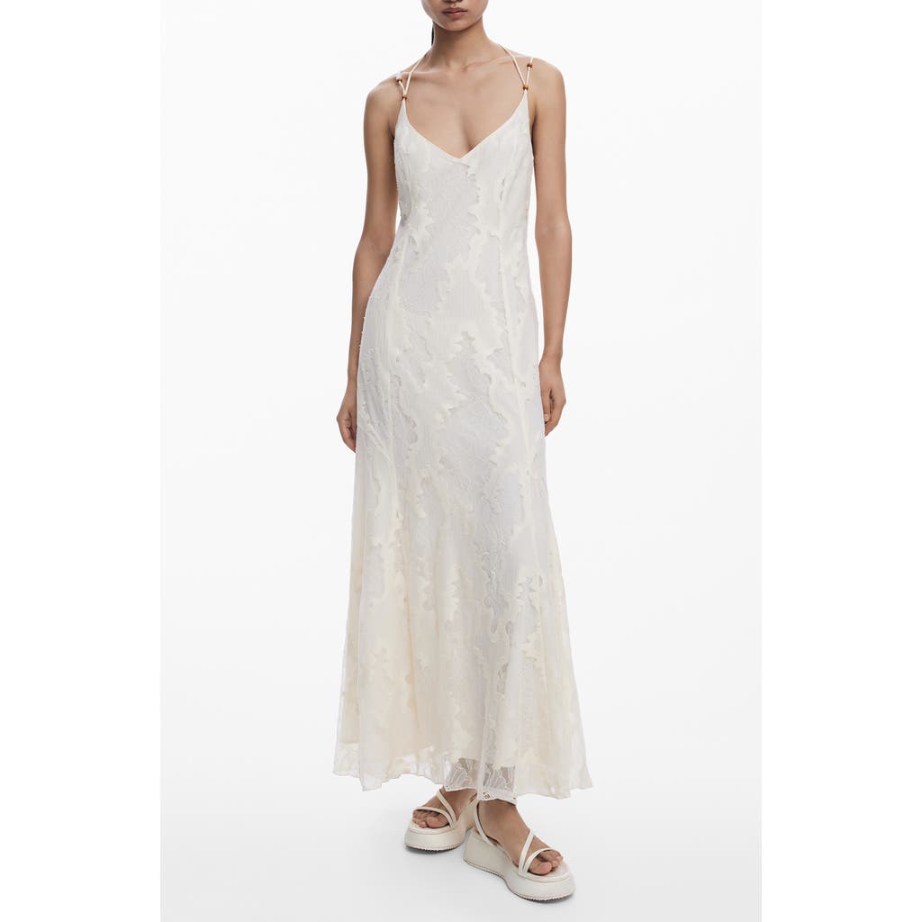Desigual Devoré Lace Maxi Dress In White