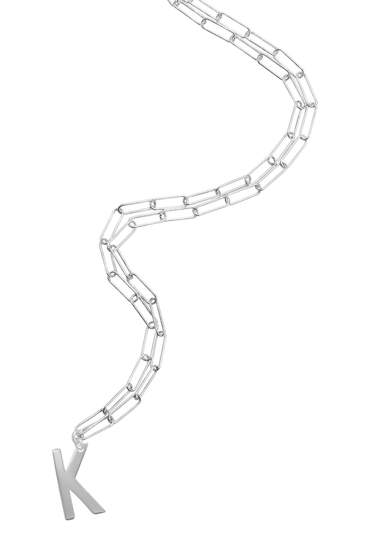 Adornia Initial Pendant Paperclip Necklace