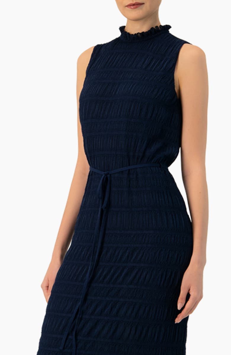 IVONNE Sleeveless Long Pleated Dress, Alternate, color, Navy Blue