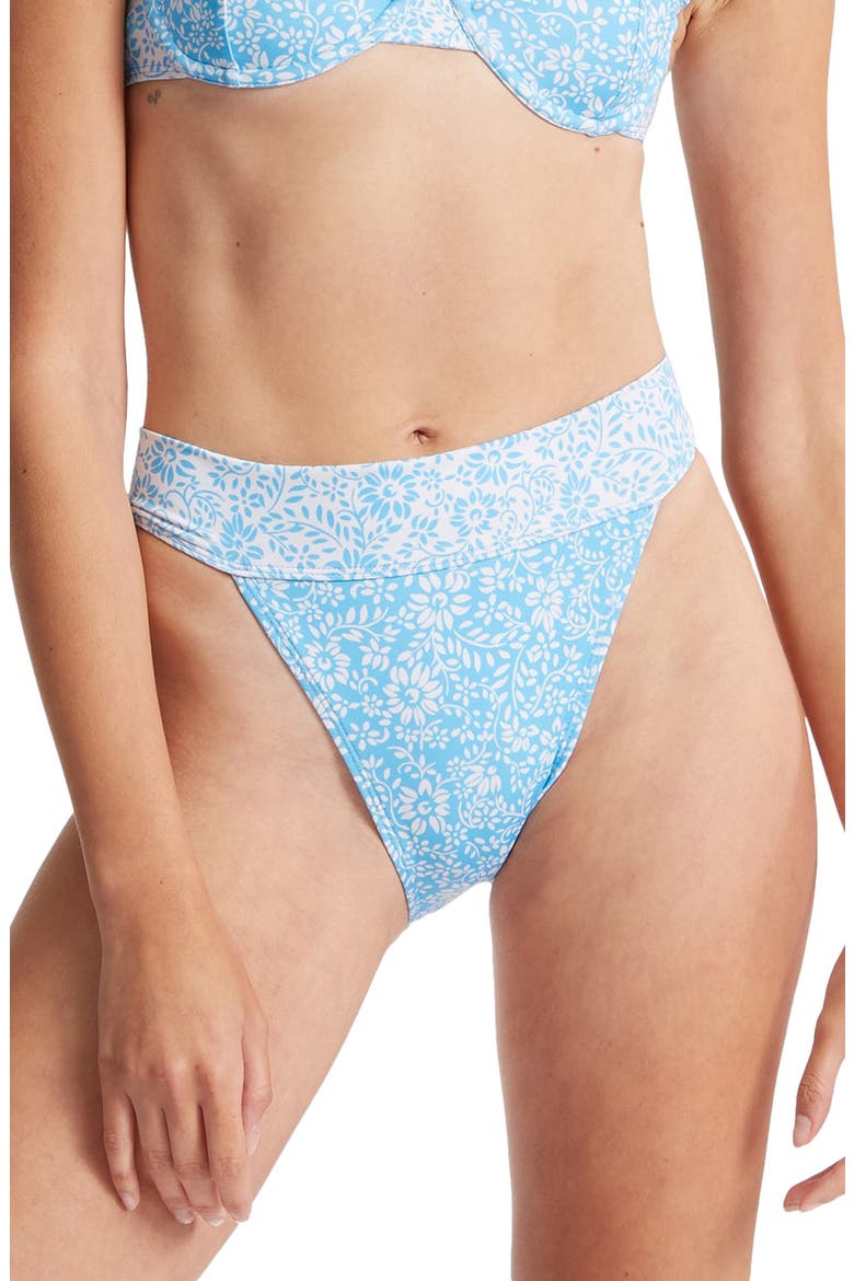 Blissed Out Aruba High Waist High Leg Bikini Bottoms, Main, color, BLISS BLUE